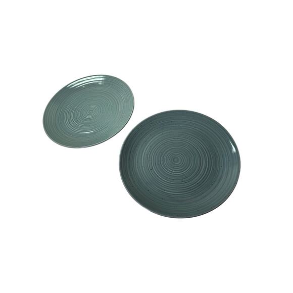 SANGO Siterra Artist Blend Green with Fleck Stoneware 10.5" Dinner Plate Set /2 - Picture 1 of 7